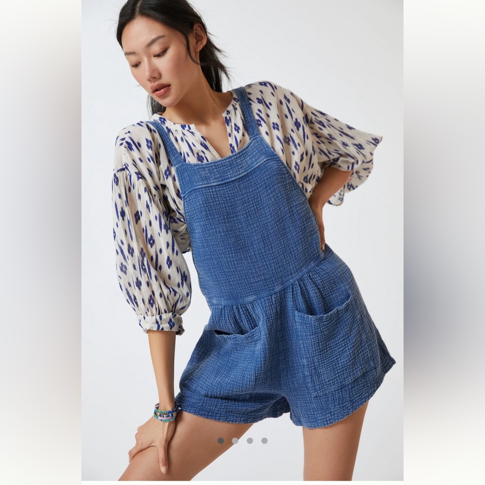 Anthropologie Blue Women's Overalls Romper